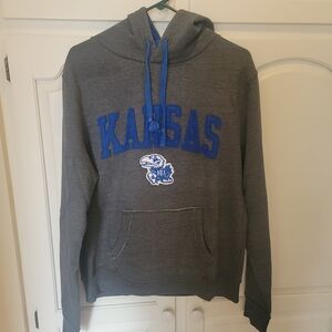 Pressbox Kansas Jayhawks Gray and Blue Hooded Sweatshirt